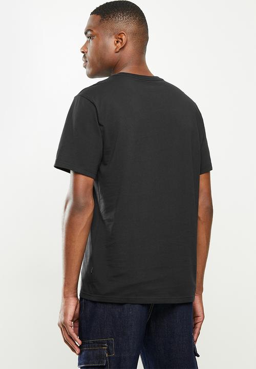 Converse - Striped center front chuck patch short sleeve tee - black