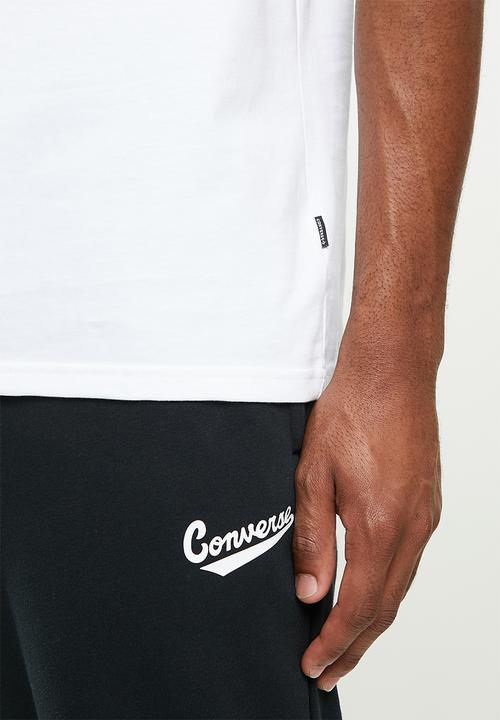 Converse - Striped center front chuck patch short sleeve tee - white