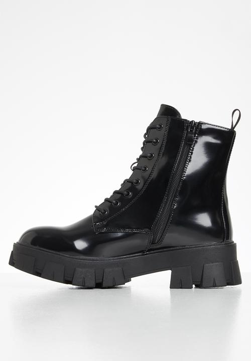 Missguided - Lego sole lace up chunky boot - black