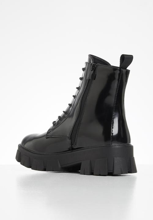 Missguided - Lego sole lace up chunky boot - black