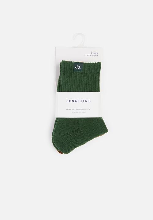 Jonathan D - 2-Pack branded quarter ribbed crew socks - green & black
