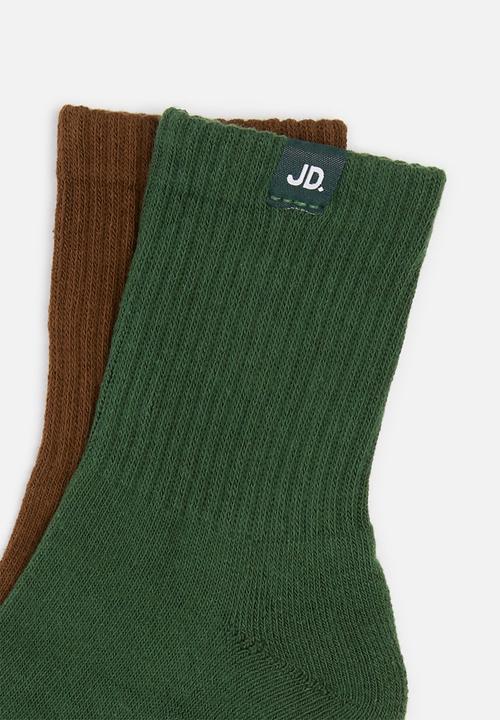 Jonathan D - 2-Pack branded quarter ribbed crew socks - green & black