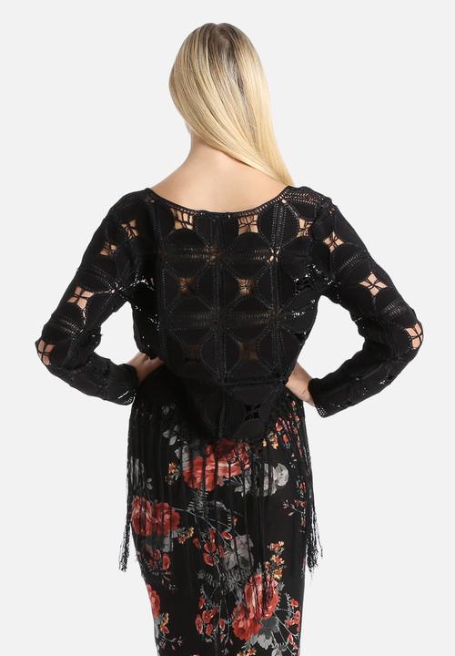 Glamorous - Suedette Cropped Tassel Top