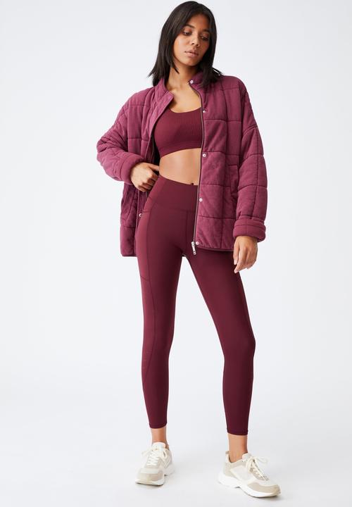 Cotton On - Quilted zip through jacket - mulberry