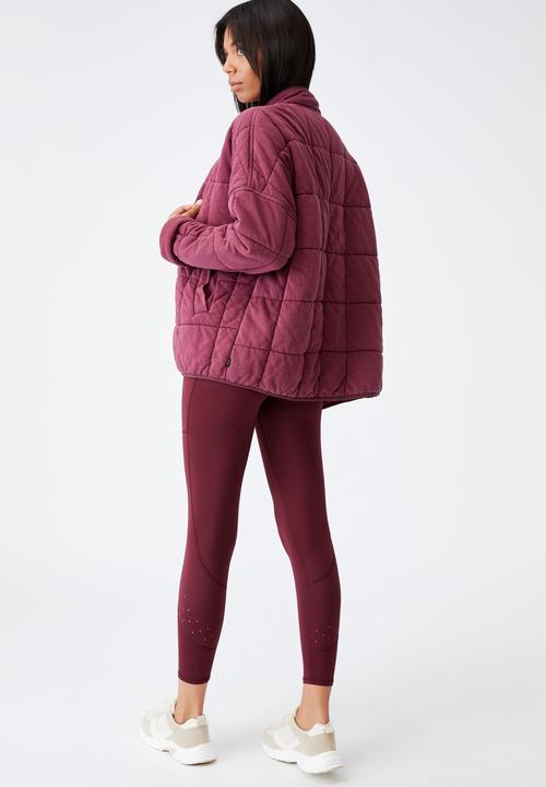 Cotton On - Quilted zip through jacket - mulberry