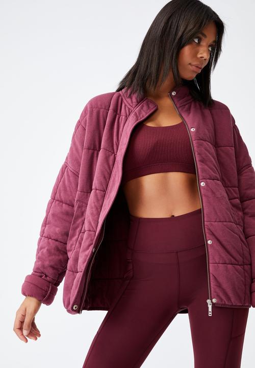 Cotton On - Quilted zip through jacket - mulberry