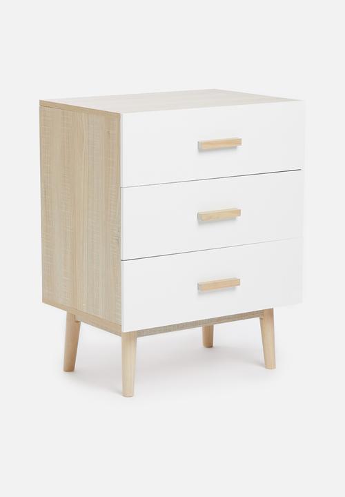 Sixth Floor - Alva 3 drawer storage - white & natural