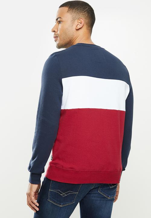 Aca Joe - Aca joe colour block fleece crew neck pullover - multi 