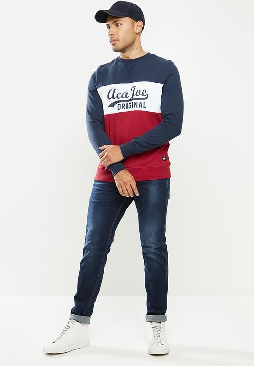 Aca Joe - Aca joe colour block fleece crew neck pullover - multi 
