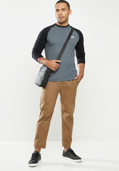 Aca Joe - Aca joe raglan long sleeve tee - grey & black 
