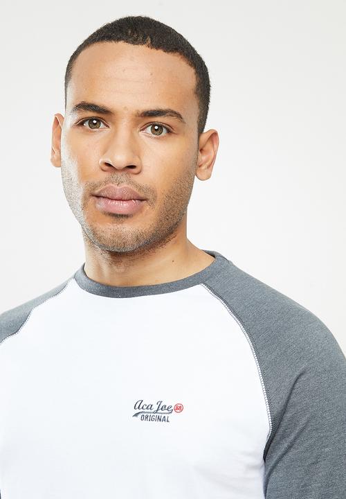 Aca Joe - Aca joe raglan long sleeve tee - white & grey
