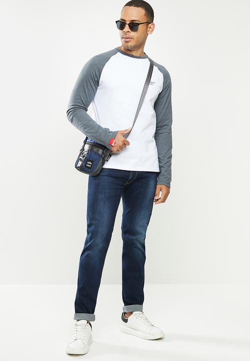 Aca Joe - Aca joe raglan long sleeve tee - white & grey