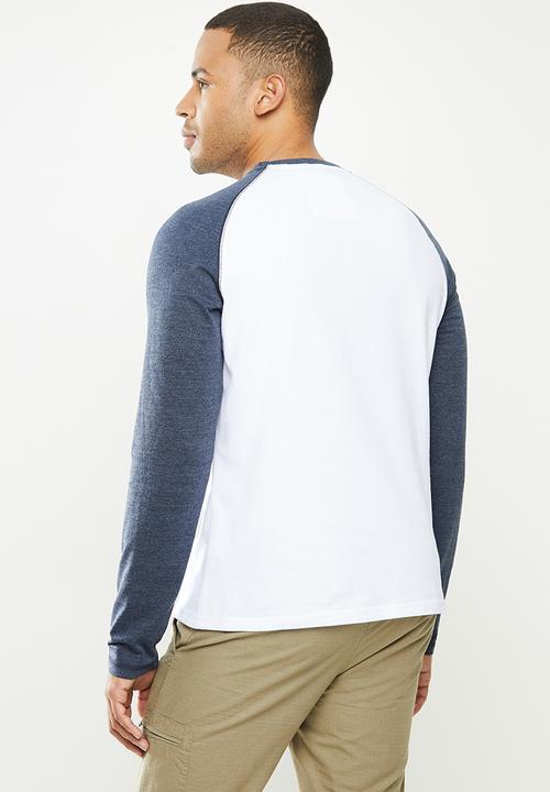 Aca Joe - Aca joe raglan long sleeve tee - white & navy 