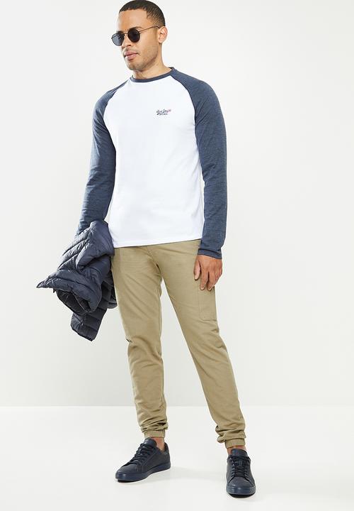 Aca Joe - Aca joe raglan long sleeve tee - white & navy 