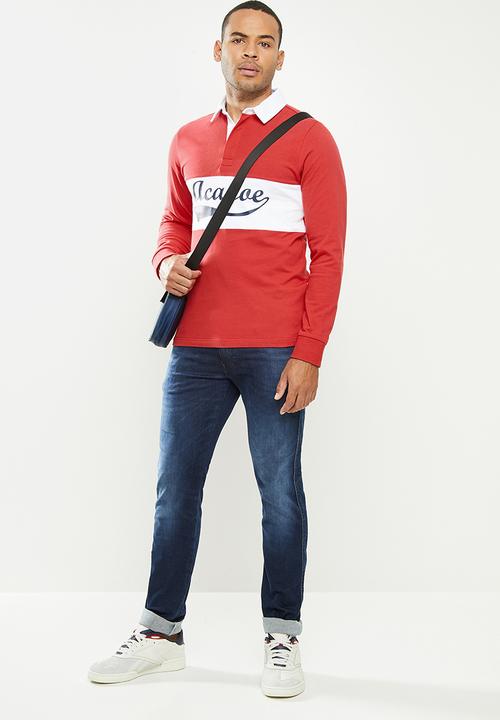Aca Joe - Aca joe big stripe rugby jersey - red