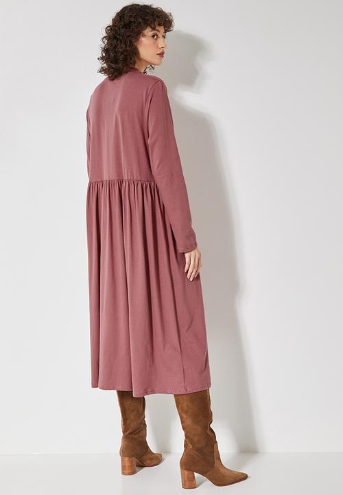 Superbalist - Babydoll long sleeve midi dress - pink