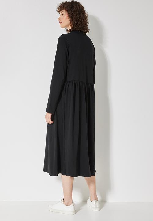 Superbalist - Babydoll long sleeve midi dress - black