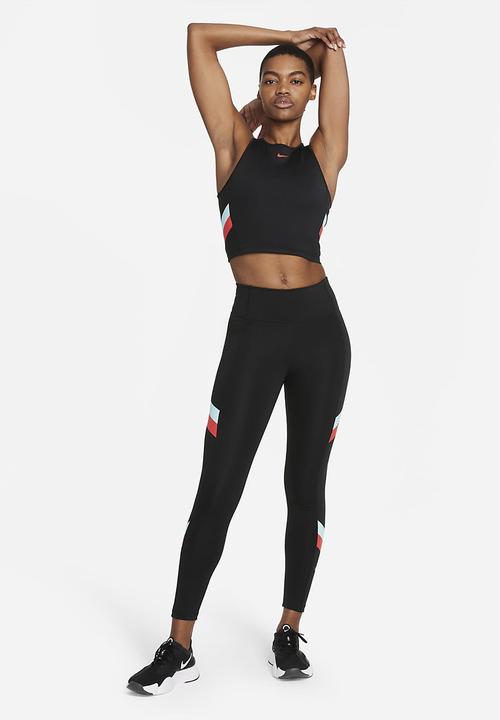 Nike - Nk clrbk stripe crop tank - black/chile red