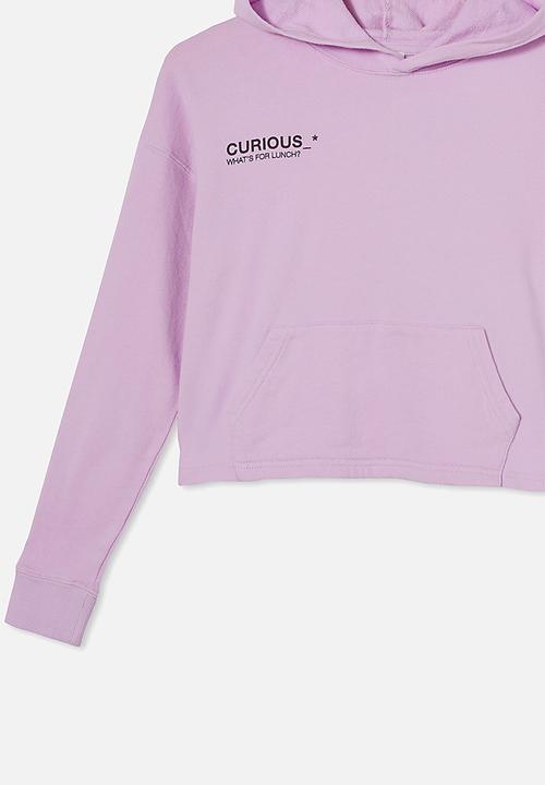 Free by Cotton On - Serena crop hoodie - pale violet/curious