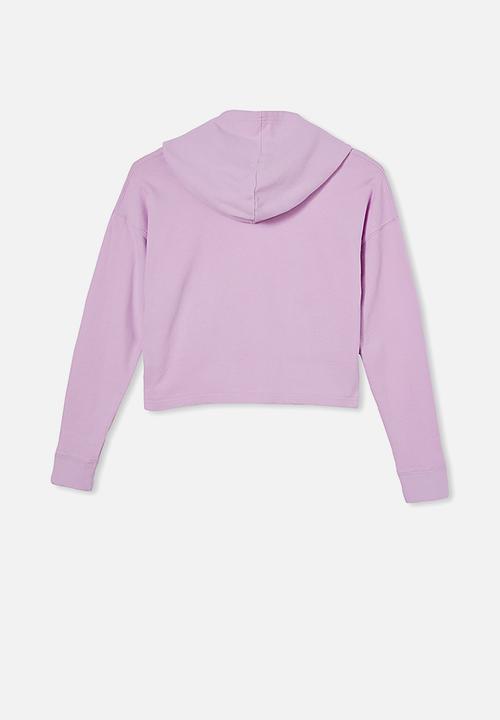Free by Cotton On - Serena crop hoodie - pale violet/curious
