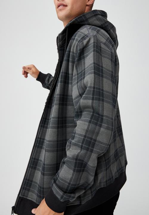 Cotton On - Sherpa zip thru - grey earth check