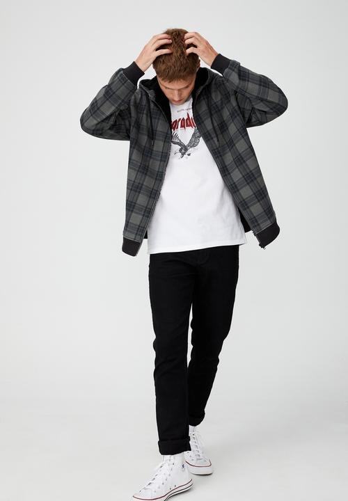 Cotton On - Sherpa zip thru - grey earth check