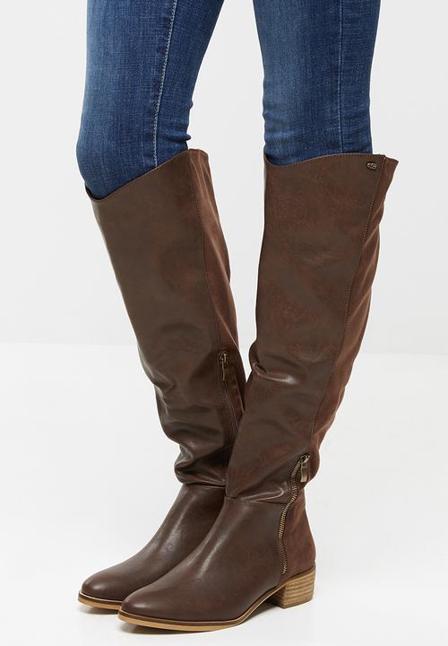 Miss Black - Keys over the knee boot - choc