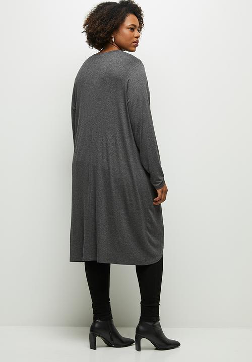 edit Plus - Longline wrap front tee - charcoal