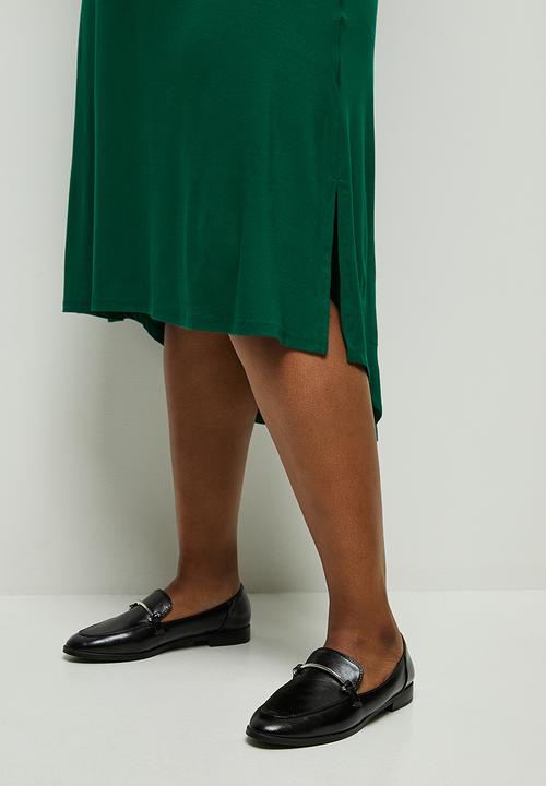 edit Plus - Round neck hi low midi dress - green