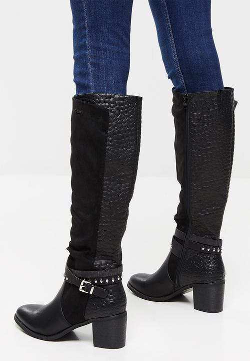 Plum - Cami knee length western boot - black
