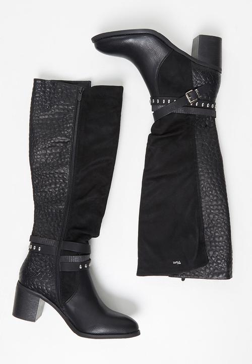 Plum - Cami knee length western boot - black