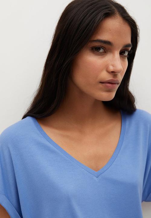 MANGO - T-shirt vispi - mid blue