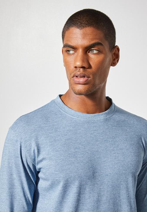 Superbalist - Nate recycled long sleeve crew neck tee - blue 