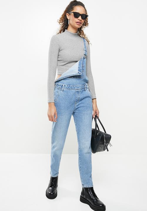 Blake - Rib turtleneck fitted crop top - grey