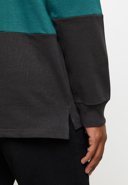 Cotton On - Rugby long sleeve polo - camel/dark teal/washed black weekday studios
