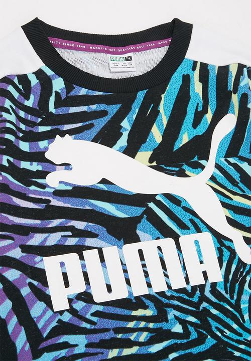 PUMA - Classics safari t7 aop crew sweater - black