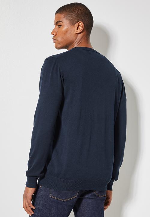 Superbalist - Basic vee neck slim fit knit - navy