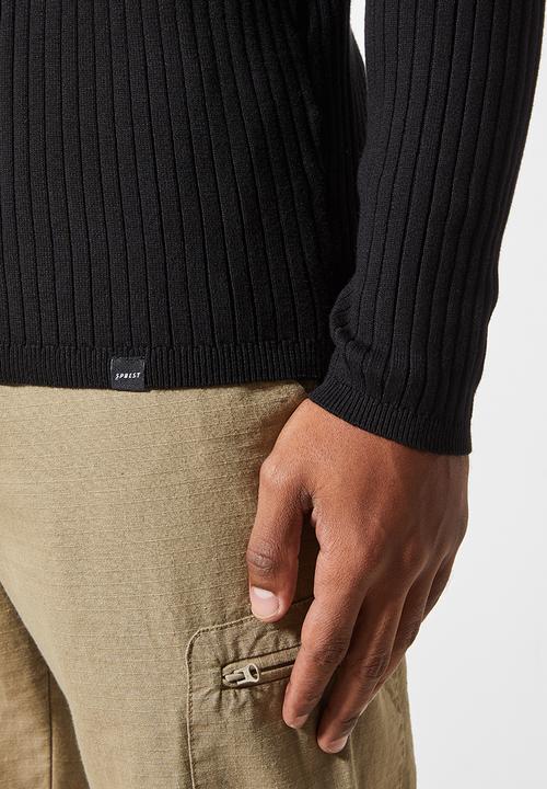 Superbalist - Slim fit ribbed crew neck knit - black