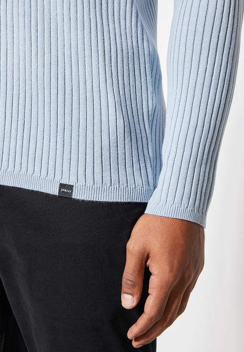 Superbalist - Slim fit ribbed crew neck knit - pale blue