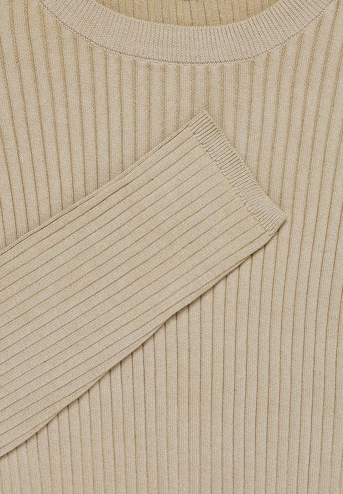 Superbalist - Slim fit ribbed crew neck knit - taupe