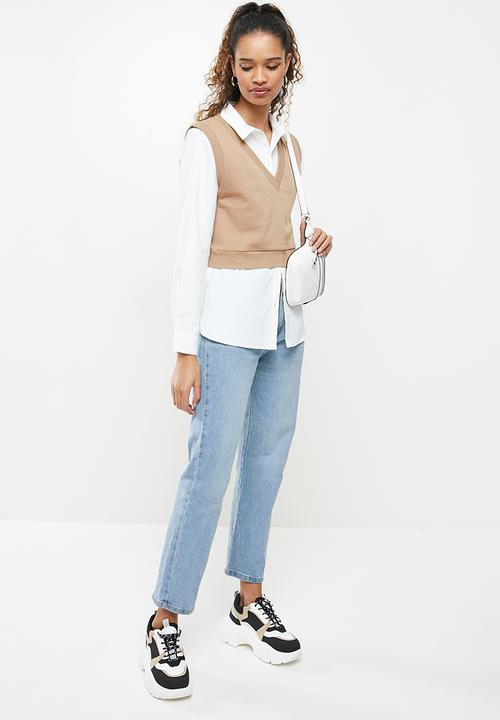 Blake - Sleeveless cropped vest - brown