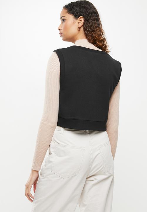 Blake - Sleeveless cropped vest - black