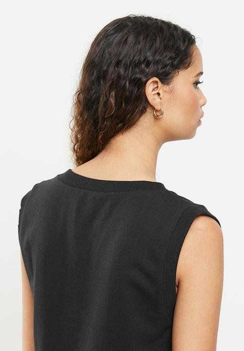 Blake - Sleeveless cropped vest - black