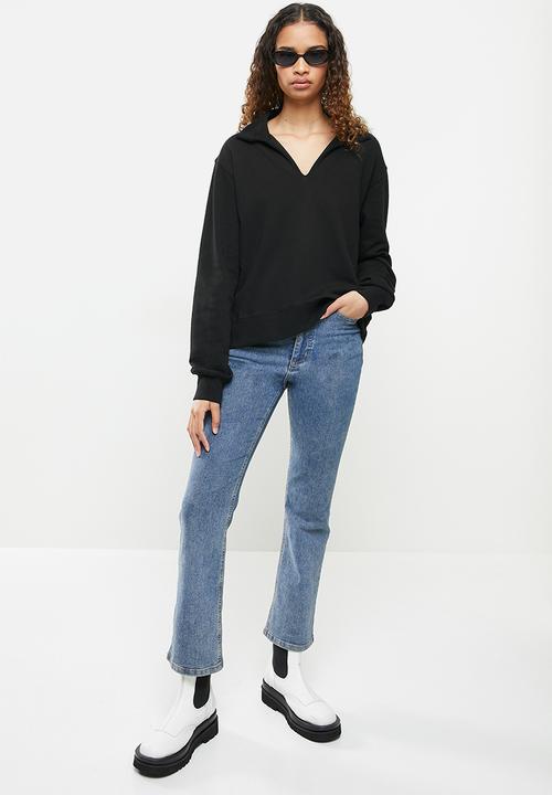 Cotton On - Kora collared long sleeve pullover - washed black