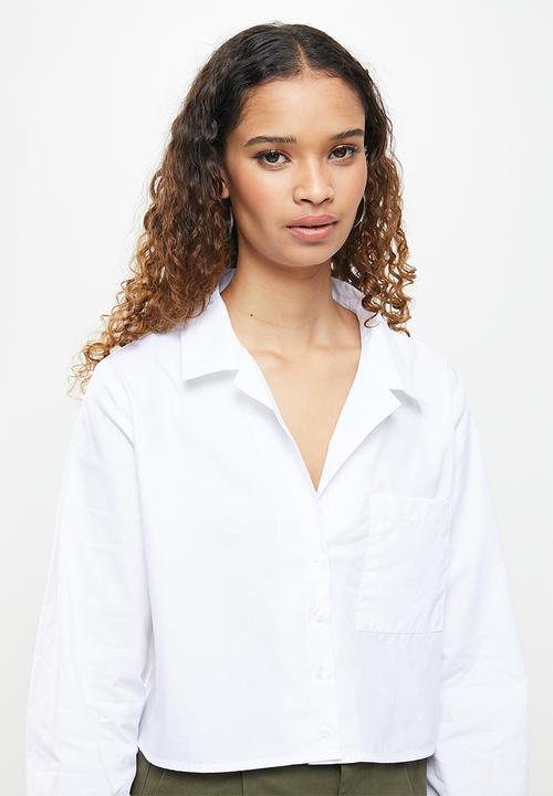 Cotton On - Cropped long sleeve shirt - white