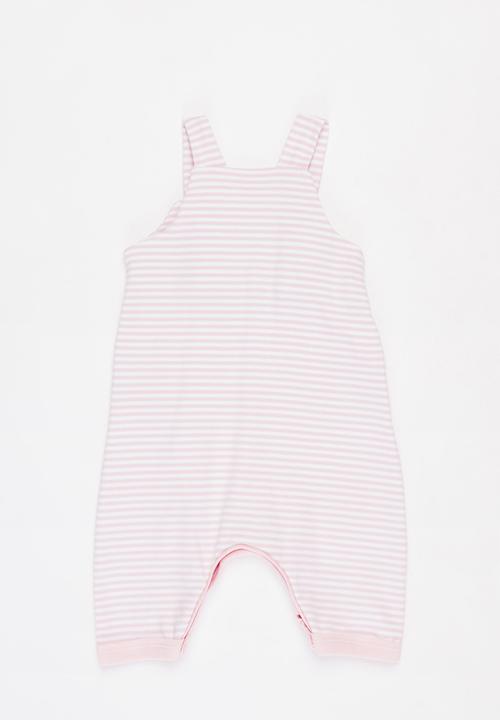 Little Lumps - Knotted dungarees  - pink & white