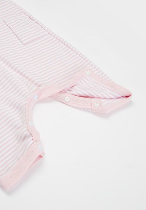 Little Lumps - Knotted dungarees  - pink & white