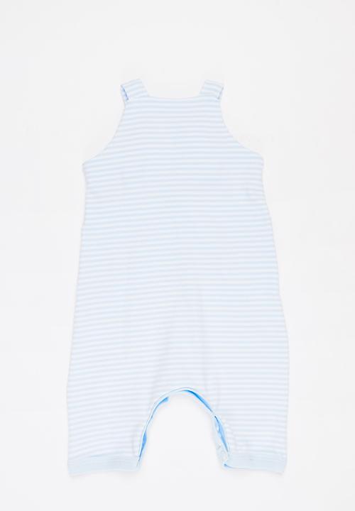 Little Lumps - Knotted dungarees  - blue & white 
