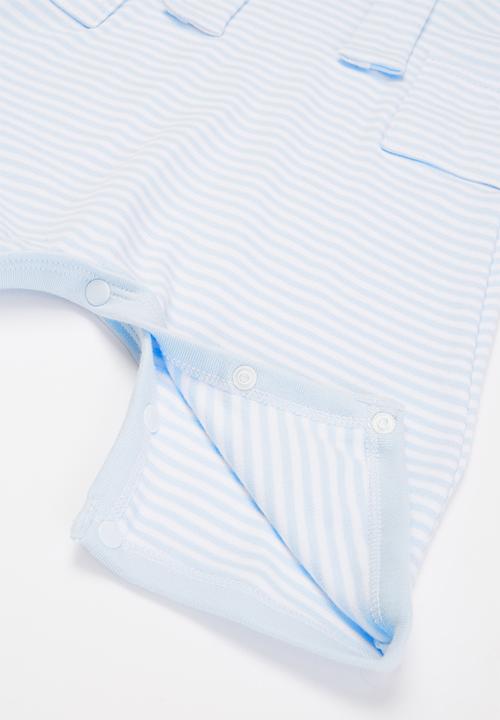 Little Lumps - Knotted dungarees  - blue & white 