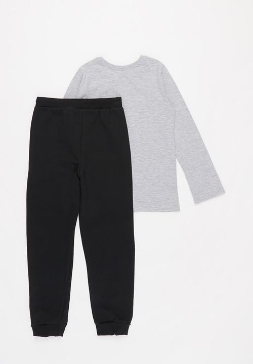 Pop Candy - Long sleeve top & jogger set - black & grey